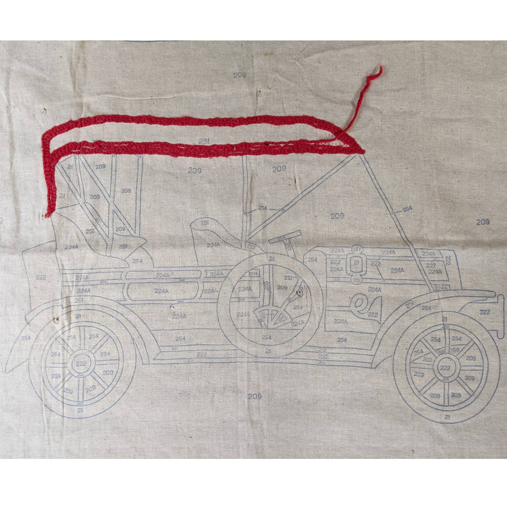 Vintage Punch Needle‎ Rug Foundation Antique Car Pattern American Thread Company